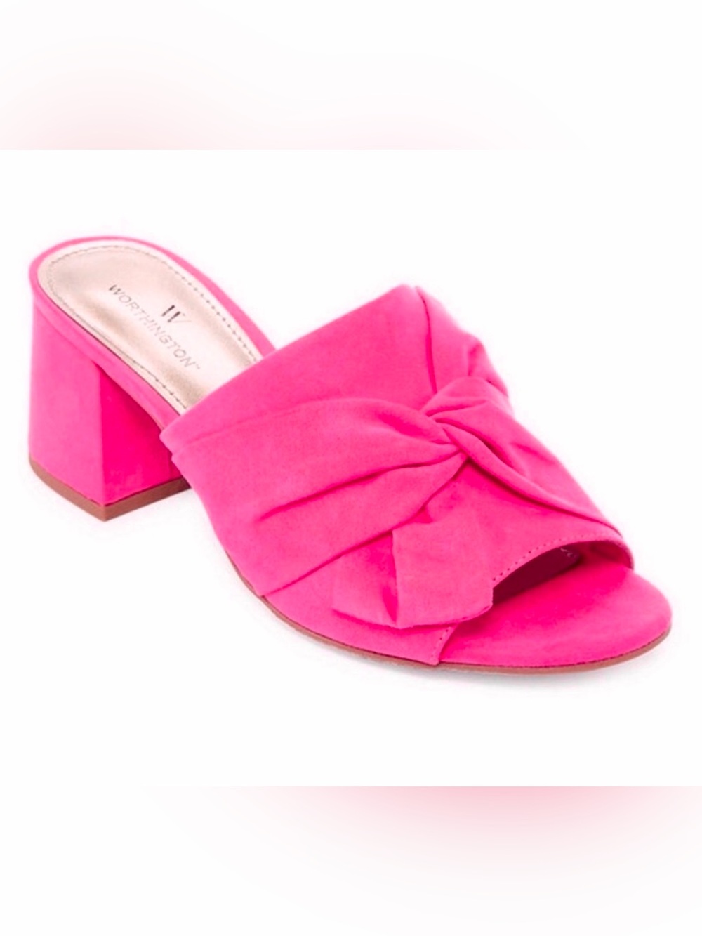 Worthington Freemont Faux Suede Mules 7.5 Hot Pink